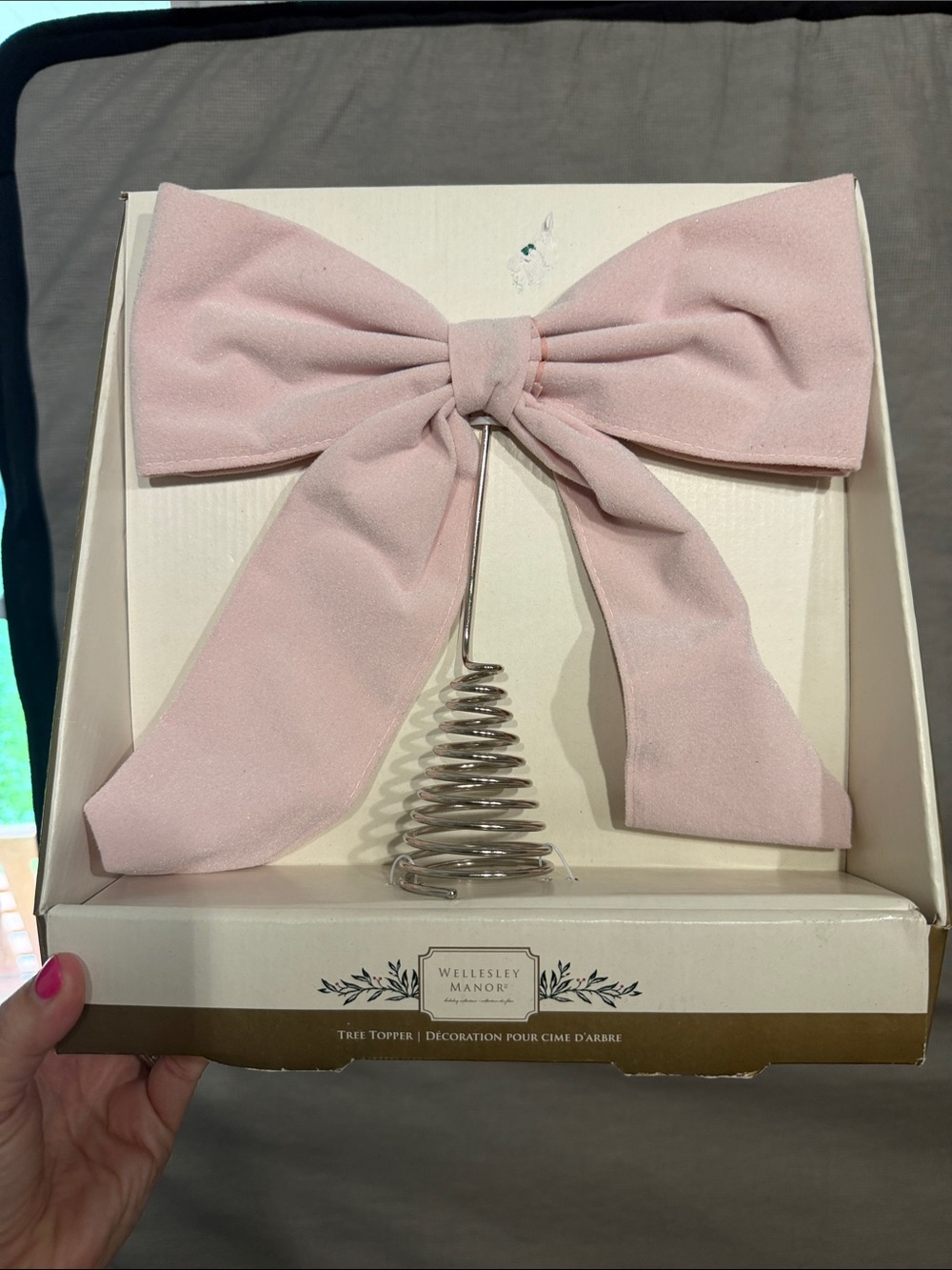 Pink Fabric Bow Tree Topper